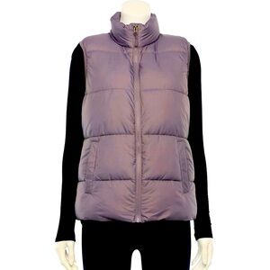 HEATKEEP Women's Purple Casual Lightweight Quilted Puffer Zip-up Vest Super WARM